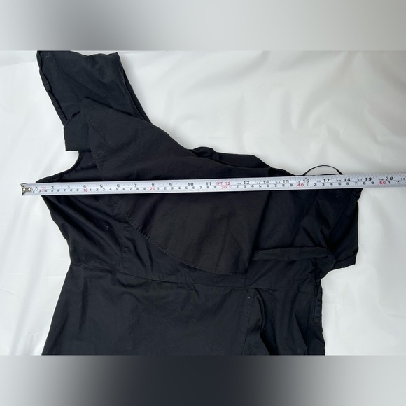 HAUTE rouge designed in New York ruffle wrap black dress one shoulder - Picture 6 of 10